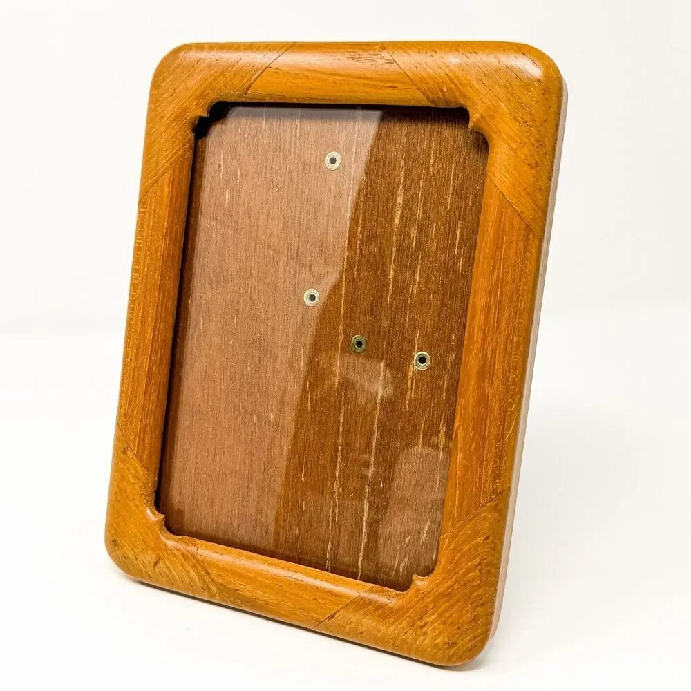 Vintage Teak Wood Picture Frame 5x7 Rounded Corners Mid Century Modern MCM